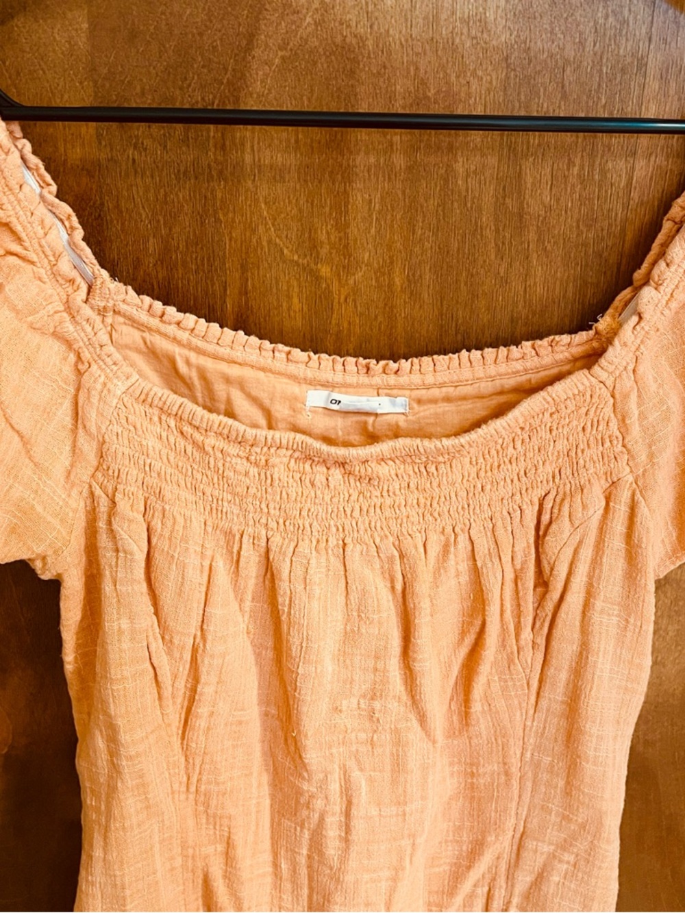 O'Neill Smocked Gauze Dress in Peach - Picture 4 of 5